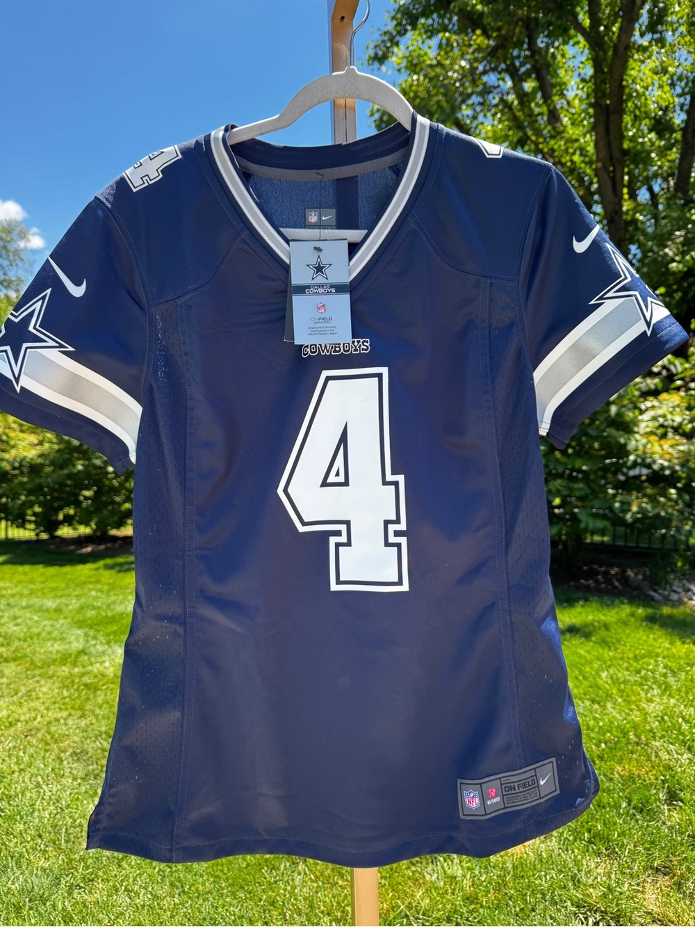 Nwt Nike NFL Football women’s On Field Dallas Cowboys Dak Prescott #4 jersey Lg